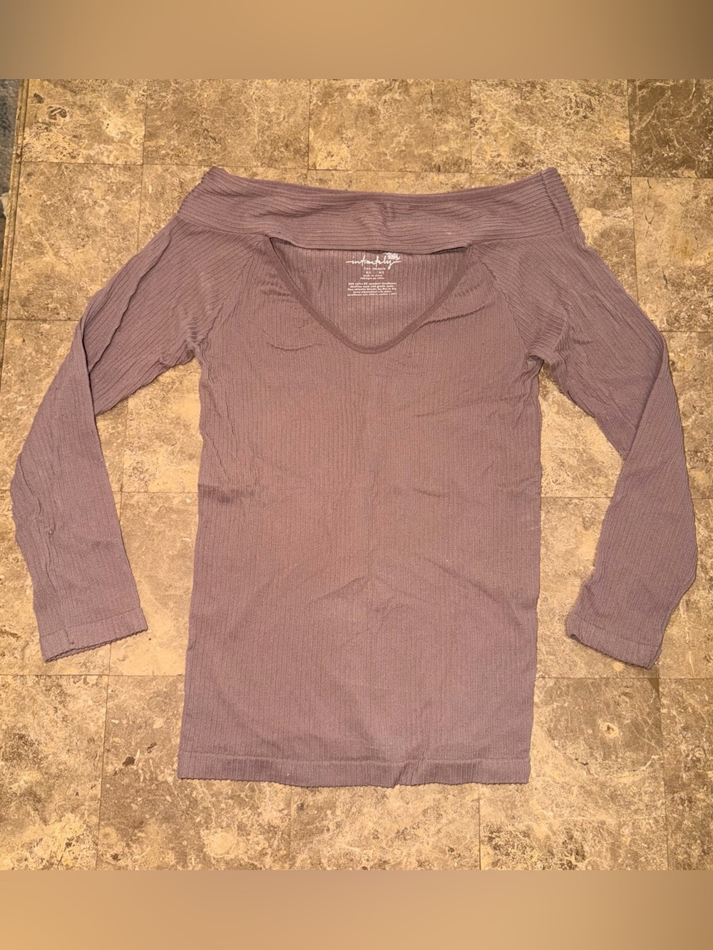 Free People Intimately Ribbed Off-Shoulder Long Sleeve Top